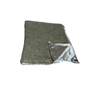 Mel Rose Green Throw Blanket Shaggy Reversible Satin Silky Luxury Vintage 90s